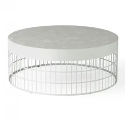 Stolik Kawowy Mesh Biały Ceramiczny Pode