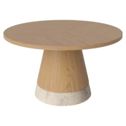 Stolik Kawowy Piro 60 Cm Olejowany Dąb - Beżowy Marmur Bolia