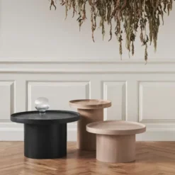 Stolik Kawowy Plateau 48 Cm Czarny Dąb Bolia