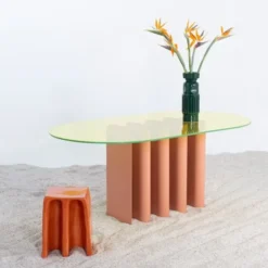 Stolik Kawowy Tavolino 2 Lemon Beige Red Pulpo