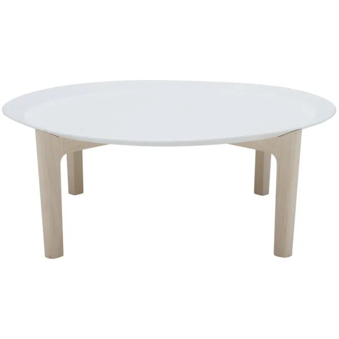 Stolik Kawowy Tray Biały Blat - Jesionowe Nogi Soft Line
