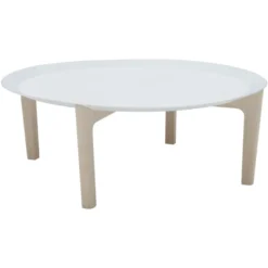 Stolik Kawowy Tray Biały Blat - Jesionowe Nogi Soft Line
