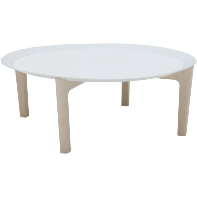 Stolik Kawowy Tray Biały Blat - Jesionowe Nogi Soft Line
