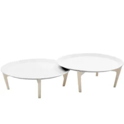 Stolik Kawowy Tray Biały Blat - Jesionowe Nogi Soft Line