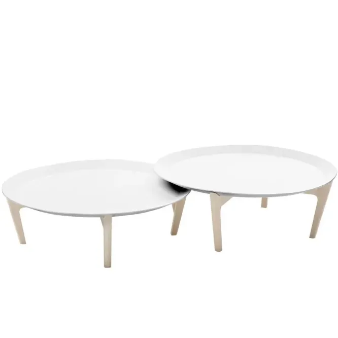 Stolik Kawowy Tray Biały Blat - Jesionowe Nogi Soft Line