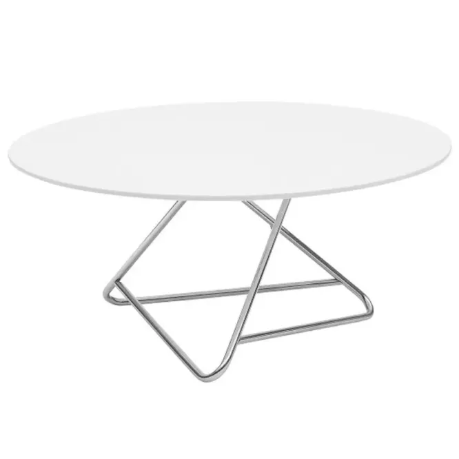 Stolik Kawowy Tribeca 90 Cm Biały - Chromowane Nogi Soft Line