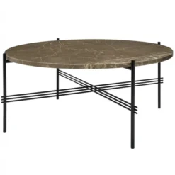 Stolik Kawowy Ts 80 Cm Czarna Podstawa Blat Marmurowy Brązowy Gubi
