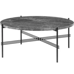 Stolik Kawowy Ts 80 Cm Czarna Podstawa Blat Marmurowy Szary Gubi