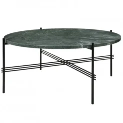 Stolik Kawowy Ts 80 Cm Czarna Podstawa Blat Marmurowy Zielony Gubi