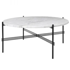 Stolik Kawowy Ts 80 Cm Czarna Podstawa Blat Marmurowy Biały Gubi