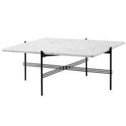 Stolik Kawowy Ts 80X80 Cm Czarna Podstawa Biały Marmur Gubi