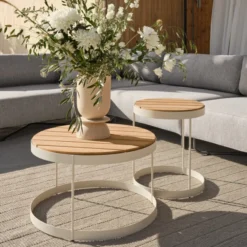Stolik Ogrodowy Drum 60 Cm Drewno Teak Bolia