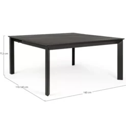 Stół Rozkładany Do Ogrodu Konnor 110-160 Cm Antracytowy Bizzotto