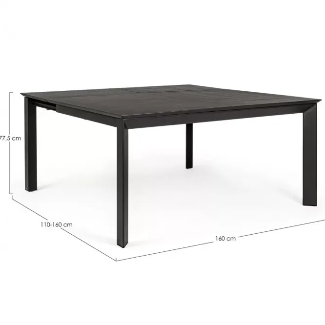 Stół Rozkładany Do Ogrodu Konnor 110-160 Cm Antracytowy Bizzotto