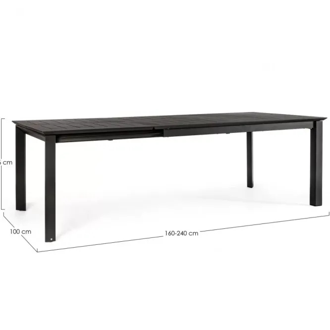 Stół Rozkładany Do Ogrodu Konnor 160X240 Cm Antracytowy Bizzotto