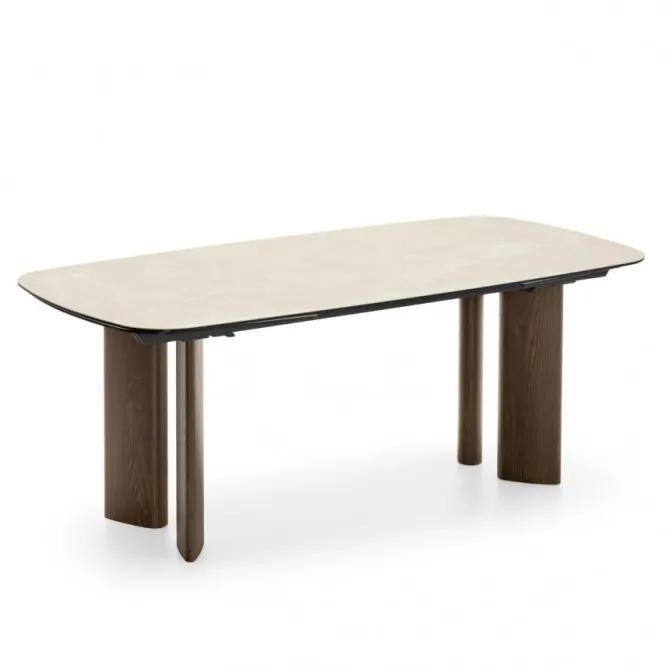 Stół Rozkładany Sandy 200-296 Cm White Travertino - Canaletto Walnut Calligaris