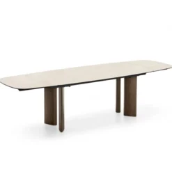 Stół Rozkładany Sandy 200-296 Cm White Travertino - Canaletto Walnut Calligaris