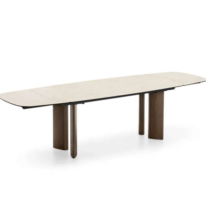 Stół Rozkładany Sandy 200-296 Cm White Travertino - Canaletto Walnut Calligaris
