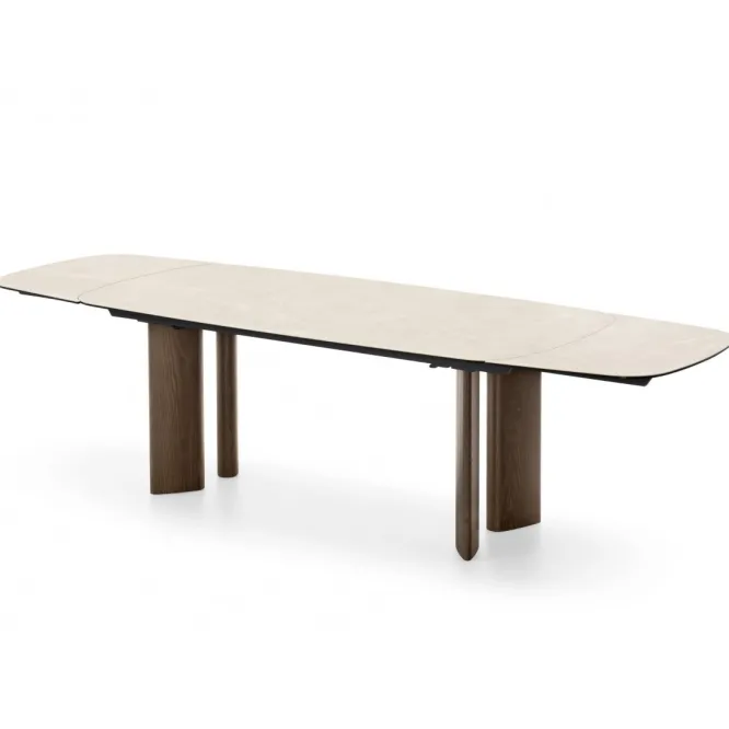 Stół Rozkładany Sandy 200-296 Cm White Travertino - Canaletto Walnut Calligaris