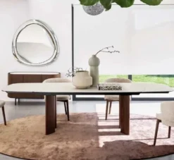 Stół Rozkładany Sandy 200-296 Cm White Travertino - Canaletto Walnut Calligaris