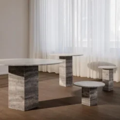 Stół Soho 80 Cm Silver Trawertyn Norr 11