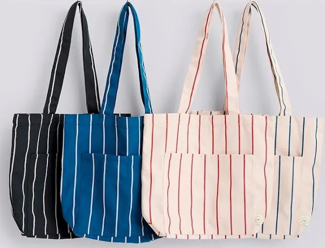 Torba Na Zakupy Outdoor Market Czarna W Beżowe Pasy Hay