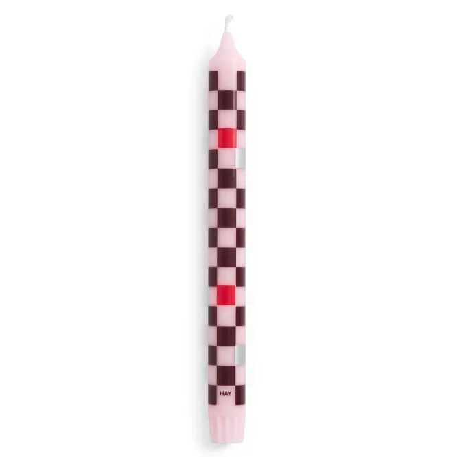 Świeca Pattern Różowo-Bordowa Szachownica Hay