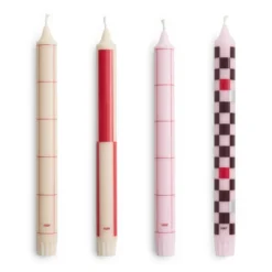 Świece Pattern Różowo-Bordowe 4 Szt. Hay