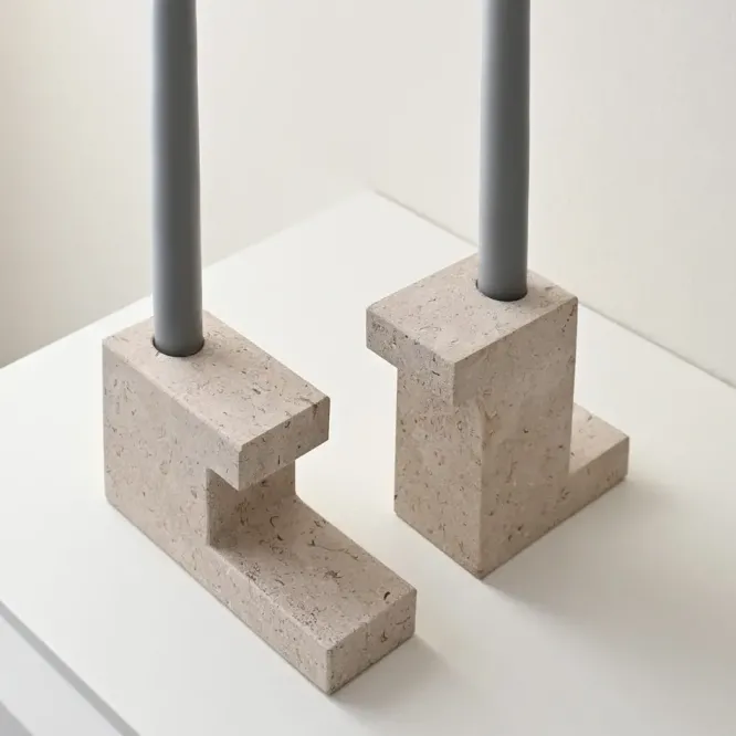 Świecznik Brick Low Limestone 101 Copenhagen