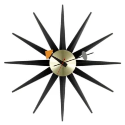 Zegar Ścienny Sunburst Czarno-Mosiężny Vitra