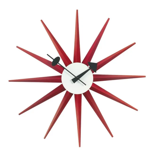 Zegar Ścienny Sunburst Czerwony Vitra