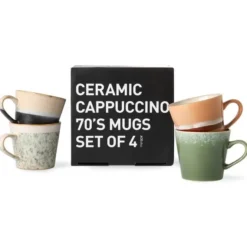 Zestaw 8 Ceramicznych Kubków Do Cappuccino 70S Burst Hkliving
