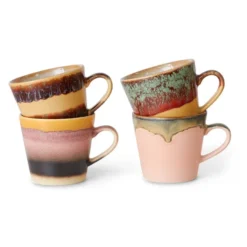 Zestaw 4 Ceramicznych Kubków Do Cappuccino 70S Vista Hkliving