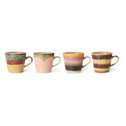 Zestaw 4 Ceramicznych Kubków Do Cappuccino 70S Vista Hkliving