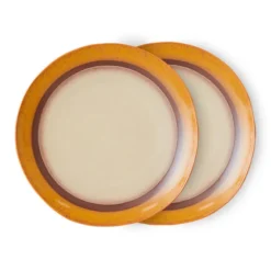 Zestaw 2 Ceramicznych Talerzy 70S Coconut Hkliving