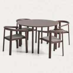 Zestaw Ogrodowy Erice Stół 120 Cm + 4 Krzesła Brązowy Kave Home