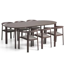 Zestaw Ogrodowy Erice Stół 230 Cm + 6 Krzeseł Brązowy Kave Home