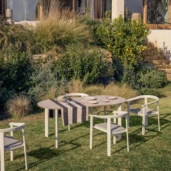 Zestaw Ogrodowy Erice Stół 230 Cm + 6 Krzeseł Beżowy Kave Home