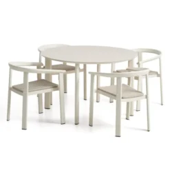 Zestaw Ogrodowy Erice Stół 120 Cm + 4 Krzesła Beżowy Kave Home