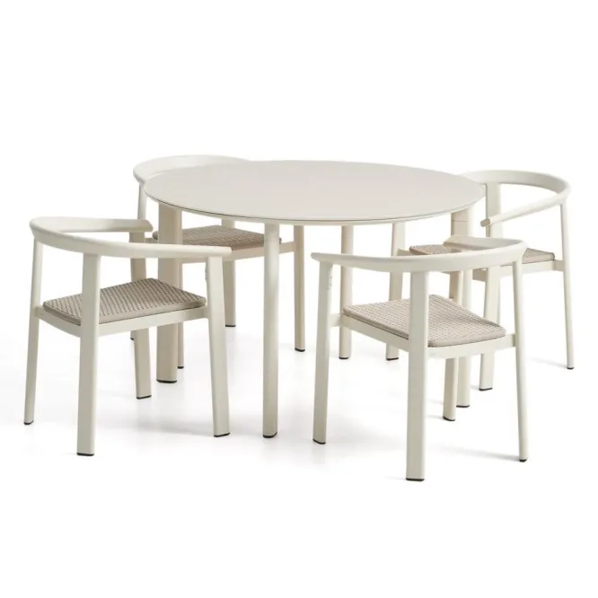 Zestaw Ogrodowy Erice Stół 120 Cm + 4 Krzesła Beżowy Kave Home